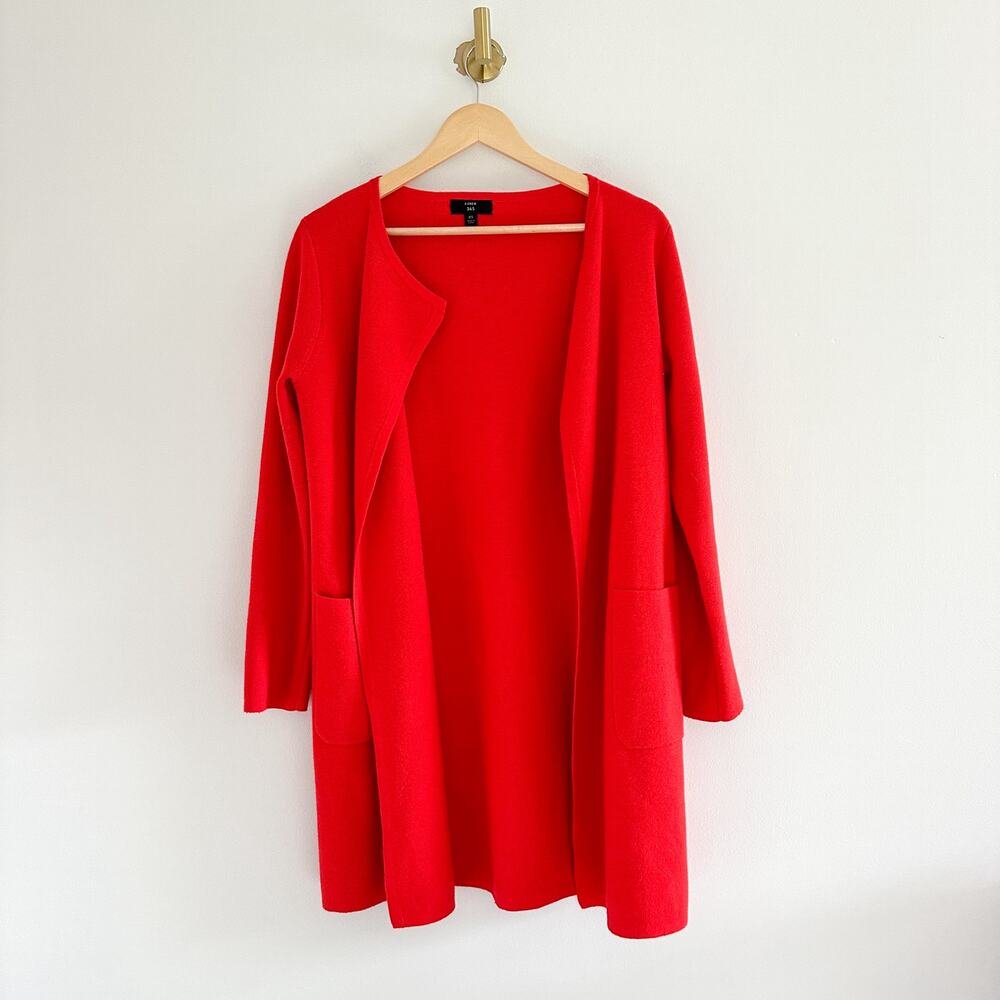 J. Crew 365 Sophie Open Front Sweater Blazer Bright Cerise Red XS